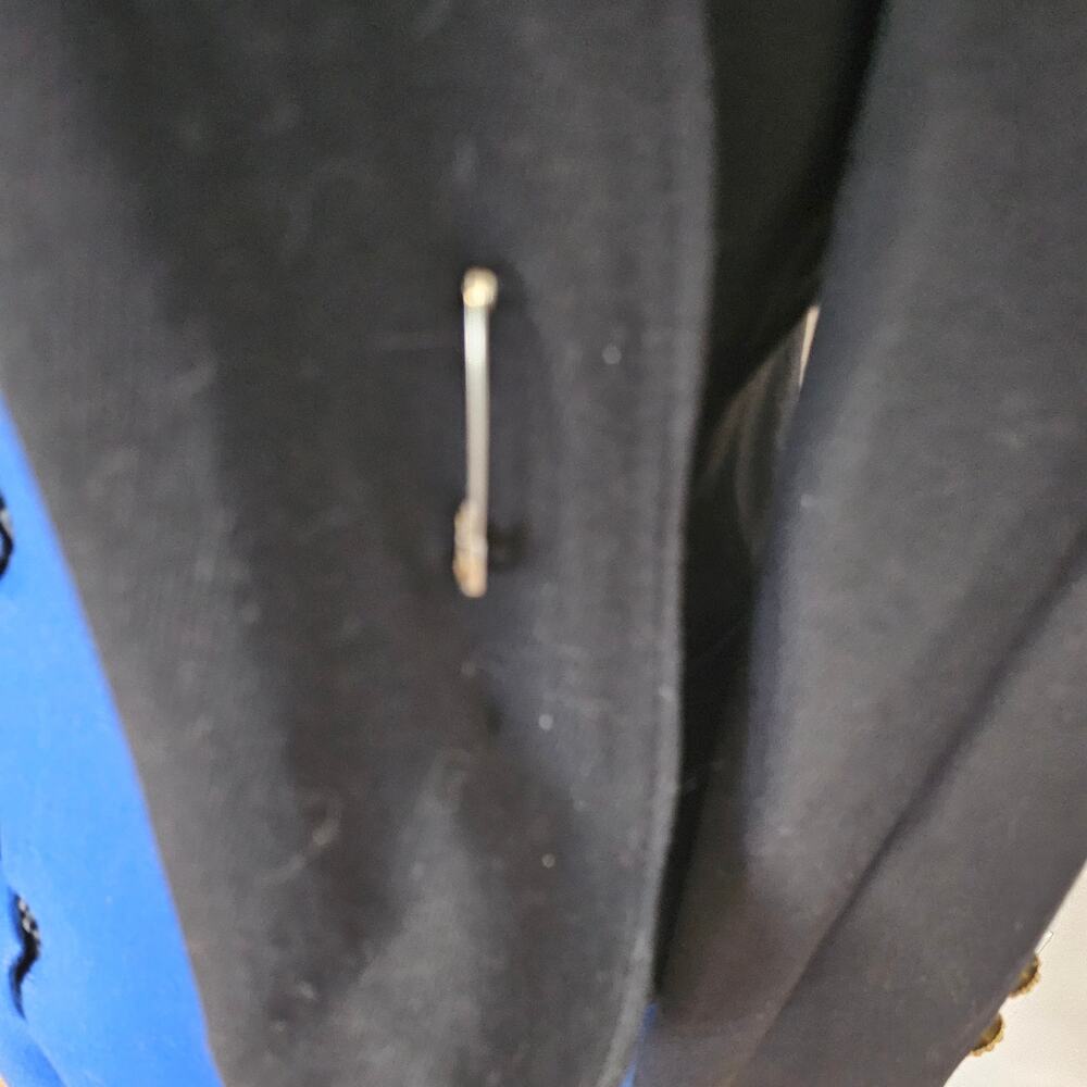 Vintage Malisy Italy Wool Blend Blazer – Black Gold Button Chain Closure Jacket - Picture 6 of 9